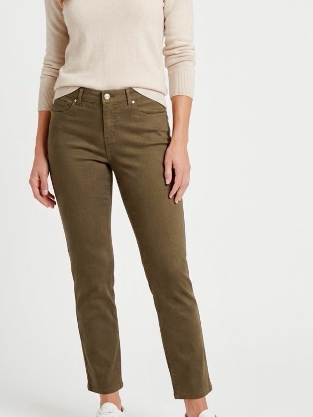 CHICO’S So Slimming Girlfriend Ankle Brown Straight-Leg Jeans — #LHP